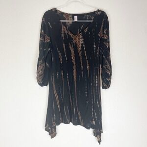 Otomix Top XXL Asymmetrical Hem Fairy Grunge Tie Dye Boho Goth Black Brown Tunic